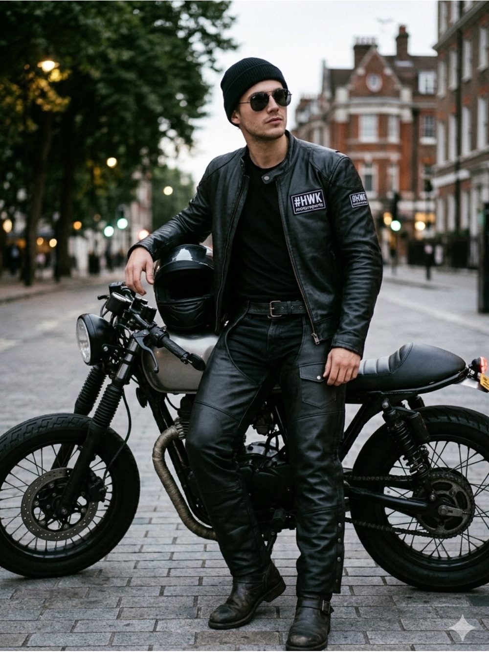 🔥HWK Genuine Leather 🏍️ Chaps Biker Riding Pants Black Men’s Adjust- Sz38🔥